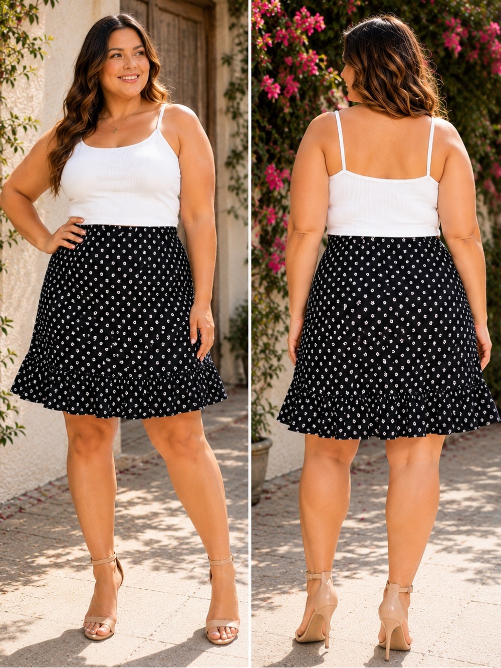 GAP Black Floral Flounce Skirt Size 16 – Excellent Condition